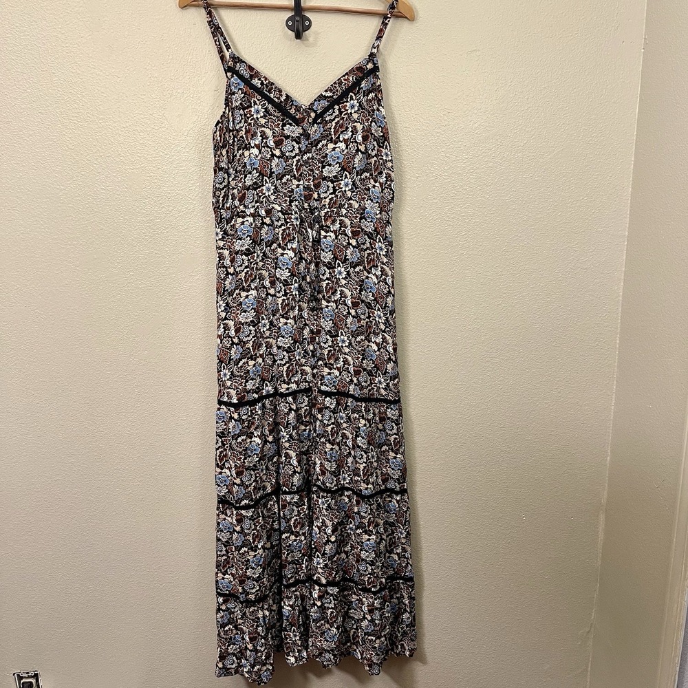 Idyllwind Floral Dress‎ Buttons Costal Cowgirl Boho Rustic Western Romantic Sz L